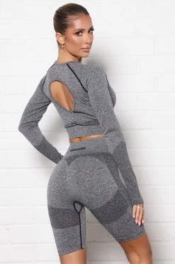 Fashion Nova No FN Limits Active Long Sleeve In Infinity Seamless - Charcoal