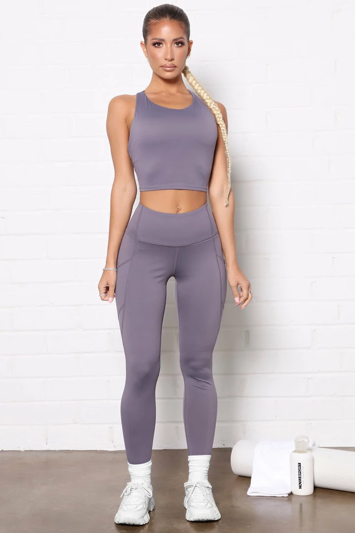 Fashion Nova Essential Long Line Sports Bra In Sculpt Tech - Lavender Activewear Tops