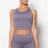 Fashion Nova Essential Long Line Sports Bra In Sculpt Tech - Lavender Activewear Tops
