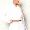 Fashion Nova Activewear Tops Training Crop Full Zip Hoodie - White