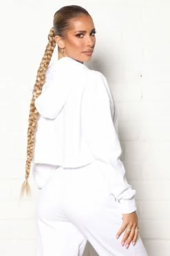 Fashion Nova Activewear Tops Training Crop Full Zip Hoodie - White