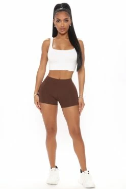 Fashion Nova Plain Jane Mini Shorts - Chocolate Biker Shorts