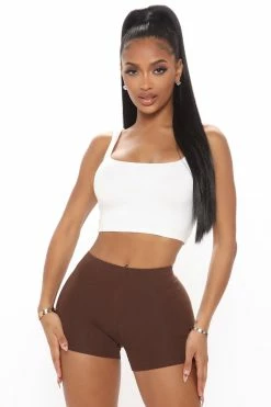 Fashion Nova Plain Jane Mini Shorts - Chocolate Biker Shorts