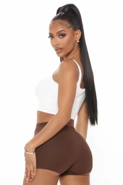 Fashion Nova Plain Jane Mini Shorts - Chocolate Biker Shorts