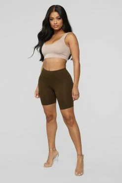 Fashion Nova Natalee Biker Shorts - Olive