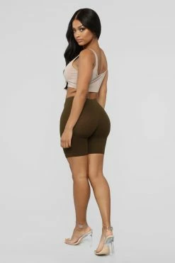Fashion Nova Natalee Biker Shorts - Olive