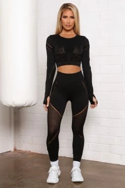 Fashion Nova Activewear Tops Block Me Active Top In Infinity Seamless - Black