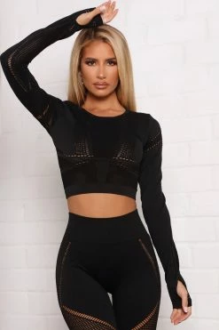 Fashion Nova Activewear Tops Block Me Active Top In Infinity Seamless - Black