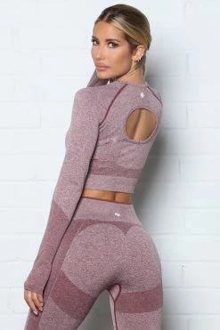 Fashion Nova No Limits Active Crop Top In Infinity Seamless - Burgundy