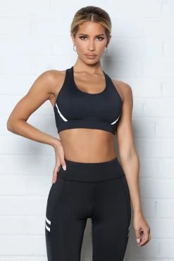 Fashion Nova Never Quit Active Sports Bra In Sculpt Tech - Black