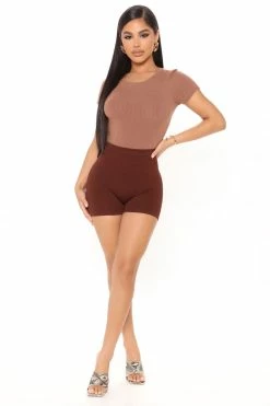 Fashion Nova Uncomplicated Seamless Shorts - Chocolate Biker Shorts