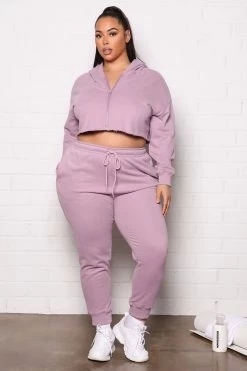 Fashion Nova Training Crop Full Zip Hoodie - Orchid