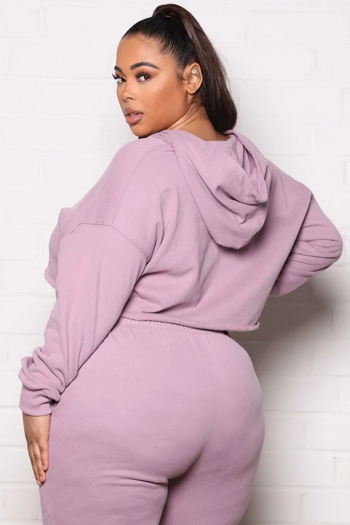Fashion Nova Training Crop Full Zip Hoodie - Orchid