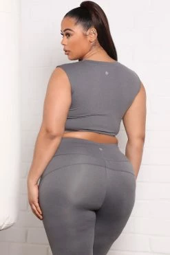 Fashion Nova Make It Happen Active Crop Top In Sculpt Tech - Heather Grey Activewear Tops
