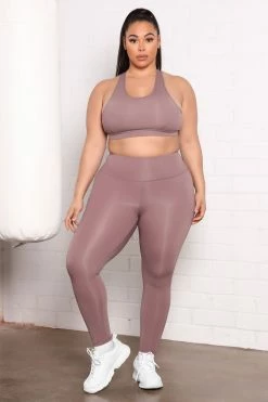 Fashion Nova Essential Active Sports Bra In Sculpt Tech - Mauve Activewear Tops