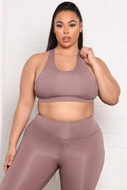 Fashion Nova Essential Active Sports Bra In Sculpt Tech - Mauve Activewear Tops