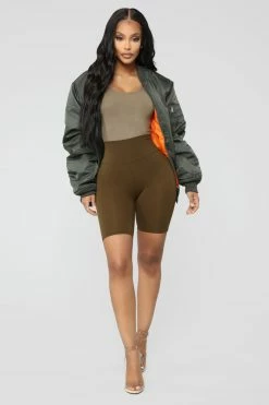 Fashion Nova Brooke Biker Shorts - Olive