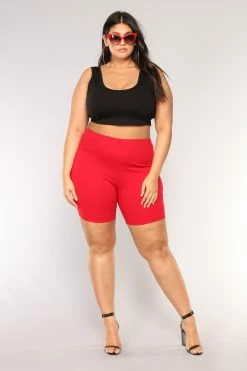 Fashion Nova Classic Mini Biker Shorts - Red