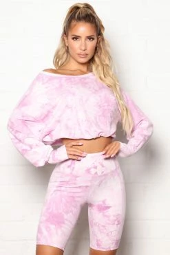 Fashion Nova My Energy Tie Dye Athletic Pullover - Orchid Activewear Tops