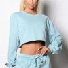 Fashion Nova Activewear Tops Don't Quit Active Mineral Wash Pullover - Aqua