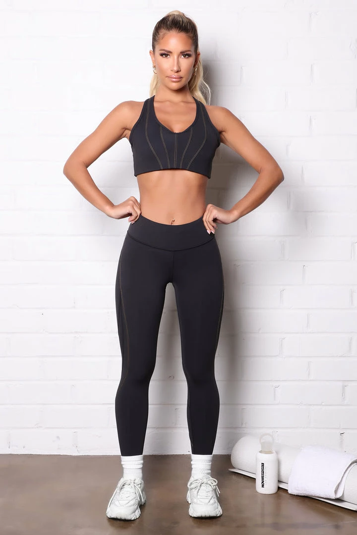 Fashion Nova Activewear Tops Follow Me Sports Bra In Sculpt Tech - Black