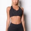 Fashion Nova Activewear Tops Follow Me Sports Bra In Sculpt Tech - Black