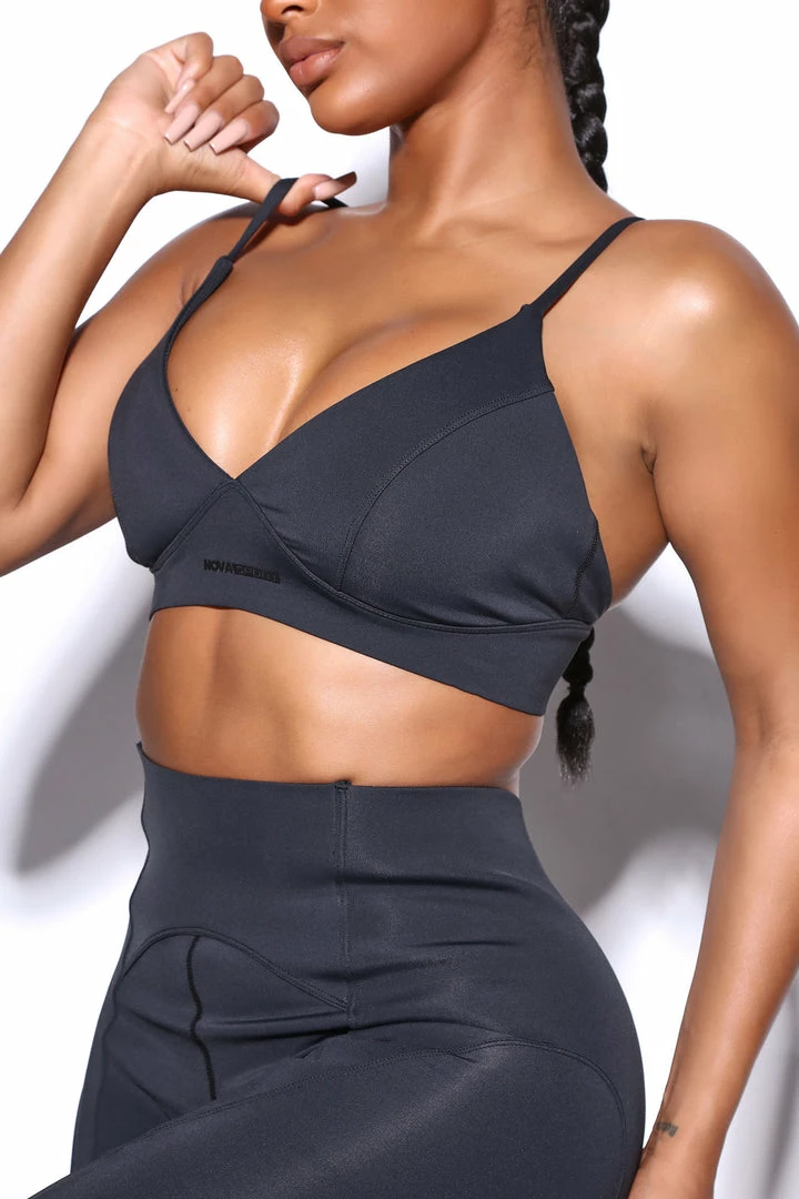 Fashion Nova Activewear Tops Dazzle Demos Bra - Black