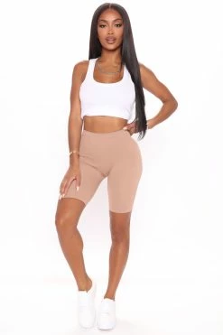 Activewear Shop 38 Fashion Nova Effortless Seamless Biker Shorts - Mocha