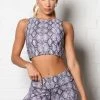 Fashion Nova Snake Bite Active Crop Top In Power Flex - Lavender Activewear Tops
