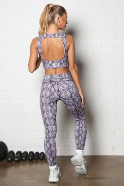 Fashion Nova Snake Bite Active Crop Top In Power Flex - Lavender Activewear Tops