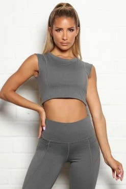 Fashion Nova Make It Happen Active Crop Top In Sculpt Tech - Heather Grey Activewear Tops