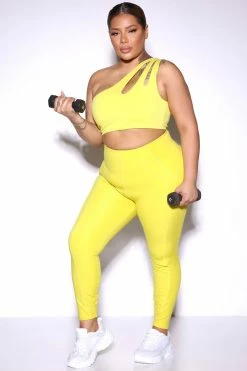 Fashion Nova Activewear Tops Dazzle Ostro Sports Bra - Electric Yellow