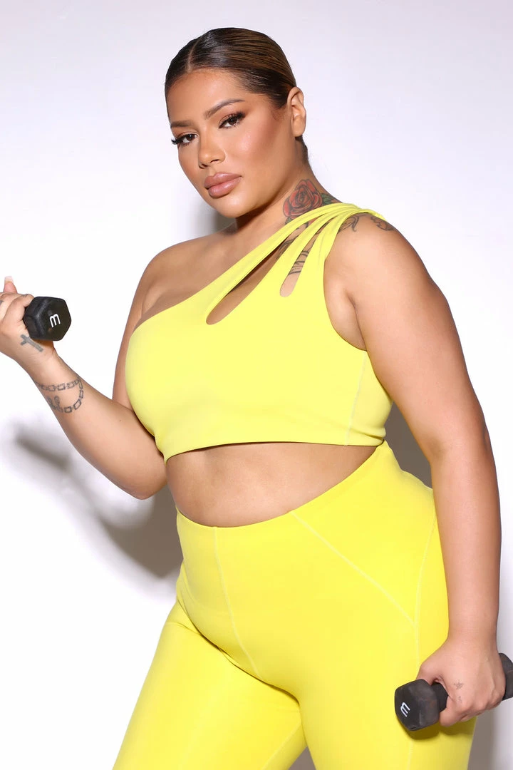 Fashion Nova Activewear Tops Dazzle Ostro Sports Bra - Electric Yellow