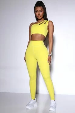 Fashion Nova Activewear Tops Dazzle Ostro Sports Bra - Electric Yellow