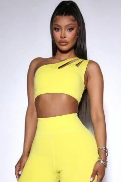 Fashion Nova Activewear Tops Dazzle Ostro Sports Bra - Electric Yellow