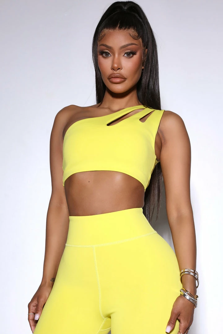 Fashion Nova Activewear Tops Dazzle Ostro Sports Bra - Electric Yellow