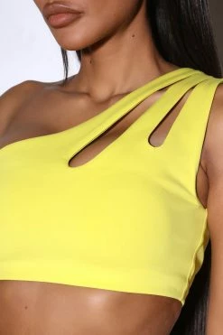 Fashion Nova Activewear Tops Dazzle Ostro Sports Bra - Electric Yellow