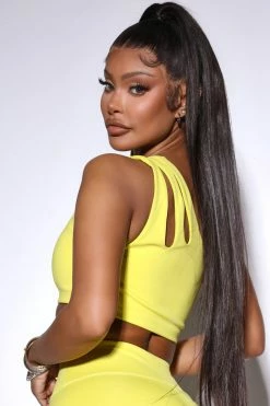 Fashion Nova Activewear Tops Dazzle Ostro Sports Bra - Electric Yellow