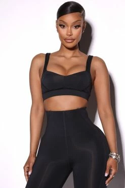 Activewear Shop 5 Fashion Nova Morph Rettig Sports Bra - Black Activewear Tops