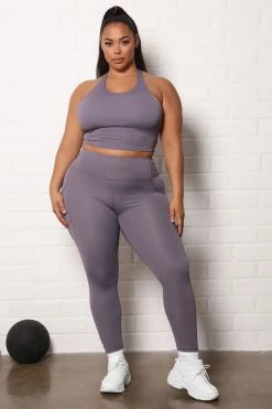 Fashion Nova Essential Long Line Sports Bra In Sculpt Tech - Lavender Activewear Tops