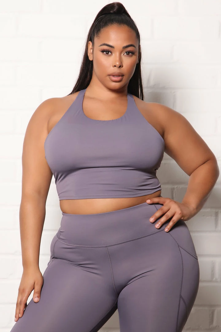Fashion Nova Essential Long Line Sports Bra In Sculpt Tech - Lavender Activewear Tops