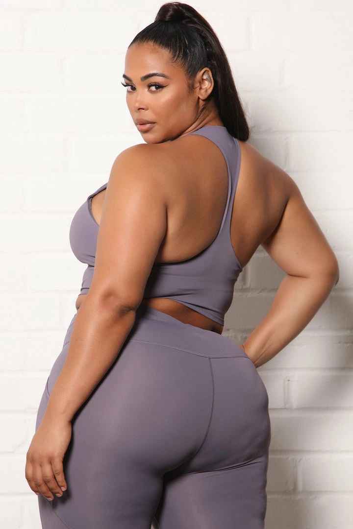 Fashion Nova Essential Long Line Sports Bra In Sculpt Tech - Lavender Activewear Tops