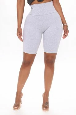 Fashion Nova My Favorite Biker Short - Heather Grey Biker Shorts
