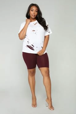 Fashion Nova Brooke Biker Shorts - Burgundy