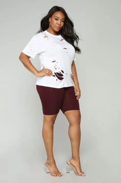Fashion Nova Brooke Biker Shorts - Burgundy