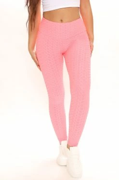 Fashion Nova Leggings Honeycomb Booty Scrunch Legging - Neon Coral