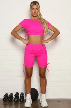 Fashion Nova Watch Out Active Crop Top In Power Flex - Fuchsia Activewear Tops