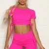 Fashion Nova Watch Out Active Crop Top In Power Flex - Fuchsia Activewear Tops