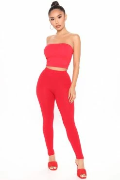 Fashion Nova Lean On Me Leggings - Red