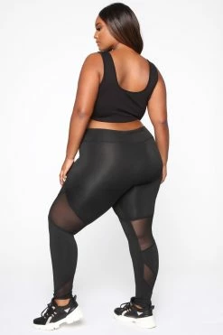 Fashion Nova Mesh It Up Active Leggings - Black